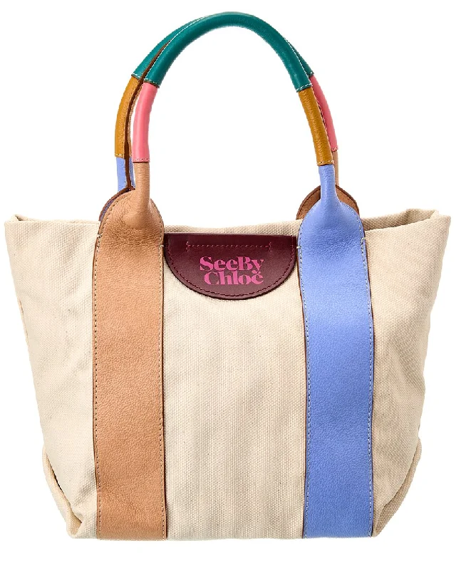 Handle bags with holiday themes for festivities -See by Chloé Laetizia Small Canvas & Leather Tote