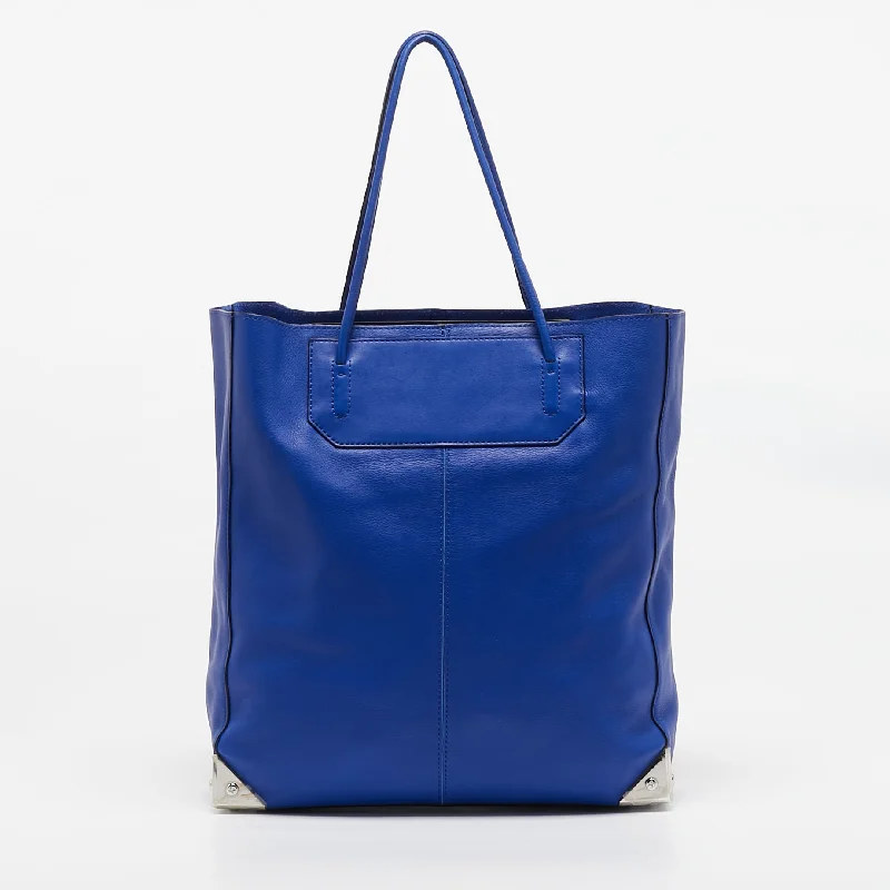 Handle bags with padded handles for comfort -Alexander Wang Blue Leather Prisma Shopper Tote