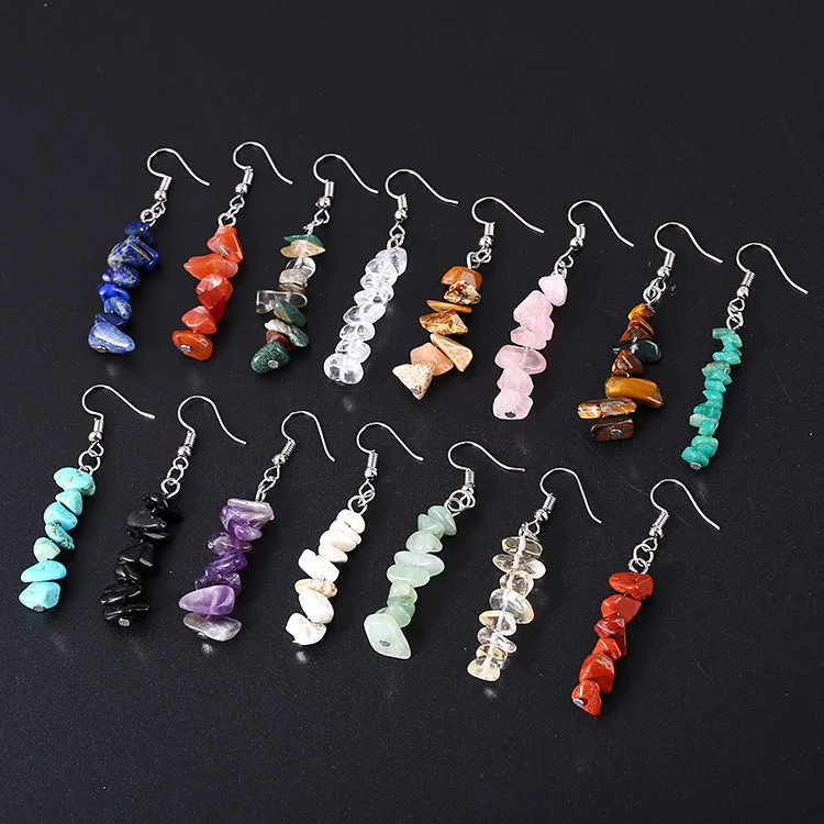 Lead Free Drop Earrings for Health -Wholesale Asian Hot Sale Irregular Natural Crystal Stone Beaded Earrings