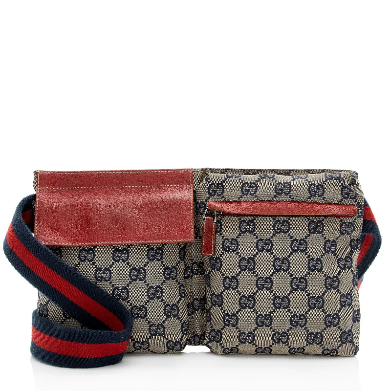 Handle bags with soft leather for luxury -Gucci GG Canvas Double Pocket Belt Bag