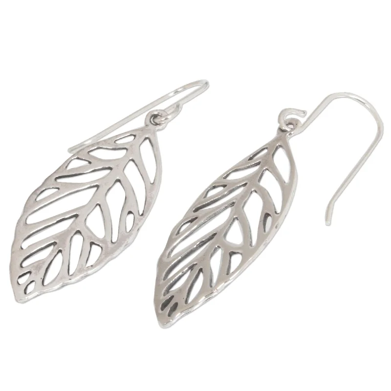 Hippie Drop Earrings with Beads -Handmade Sterling Silver 'New Leaf' Earrings (Thailand)