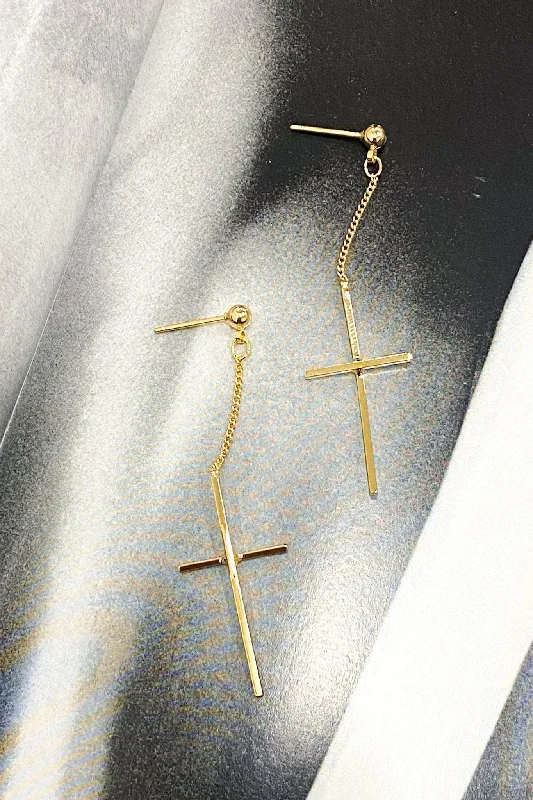 Drop Earrings for Festival Style -Stunning One Cross Drop Earrings