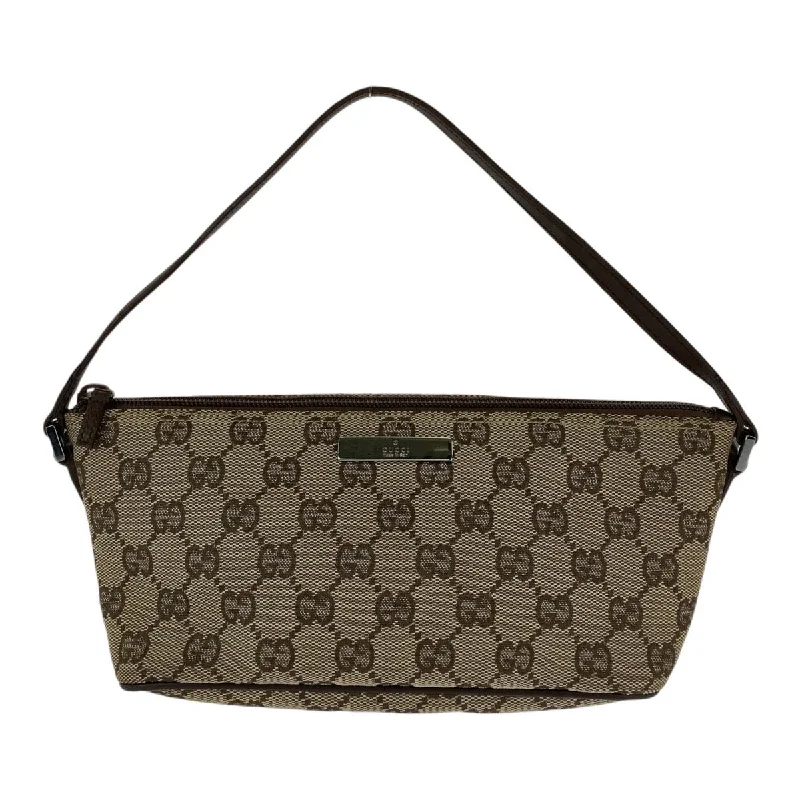 Leather handle bags for elegant daily carry -Gucci Brown Beige Leather Handbag Accessory Pouch