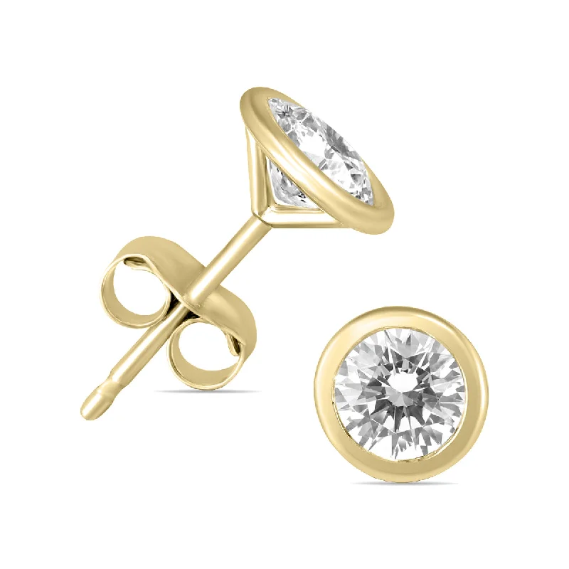 Star Shaped Drop Earrings for Charm -3/8 Carat Tw Bezel Diamond Solitaire Earrings In 14K Yellow Gold