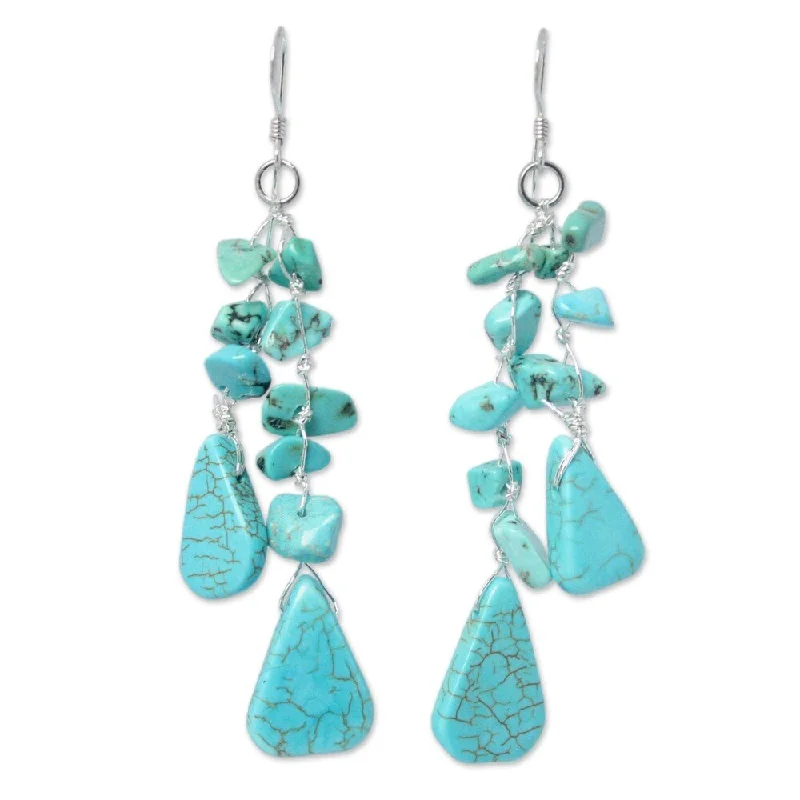 Drop Earrings for Everyday Glamour -Handmade Sterling Silver 'Falling Rain' Beaded Waterfall Earrings (Thailand) - 2.7*0.6