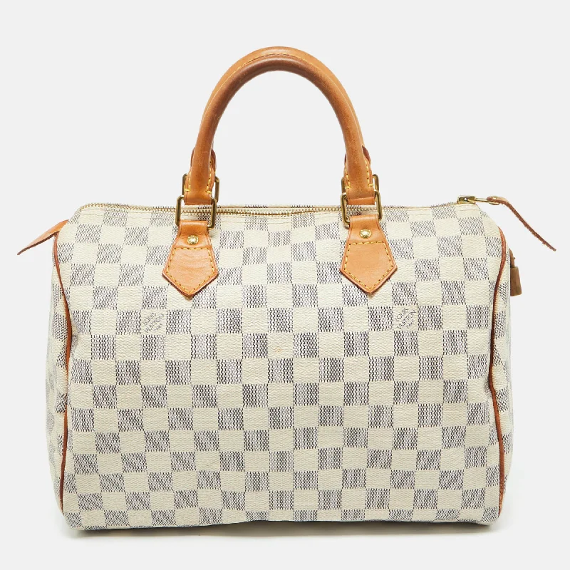 Handle bags with animal prints for flair -Louis Vuitton Damier Azur Canvas Speedy 30 Bag