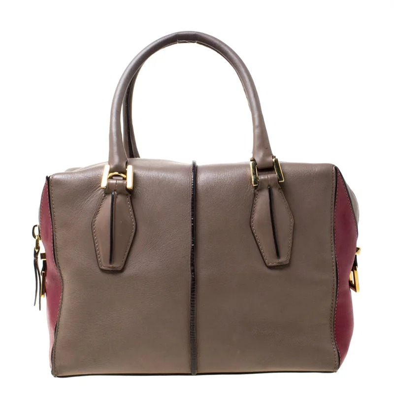 Handle bags with soft velvet for luxury -Tod's Taupe/burgundy Leather D-Styling Medium Tote