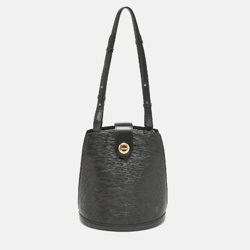 Handle bags with sleek silhouettes for fashion -Louis Vuitton Black Epi Leather Cluny Bucket Bag