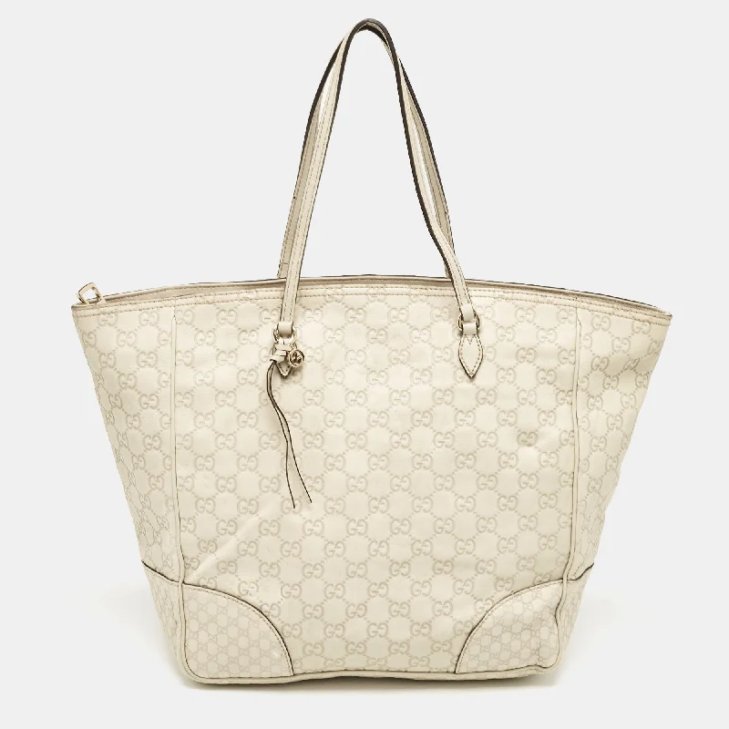 Handle bags with animal prints for flair -Gucci Off White Microguccissima Leather Bree Tote