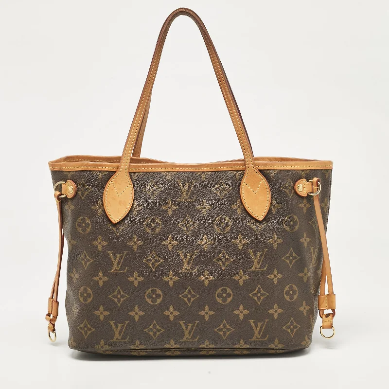 Handle bags with sturdy bases for stability -Louis Vuitton Monogram Canvas Neverfull Pm Bag