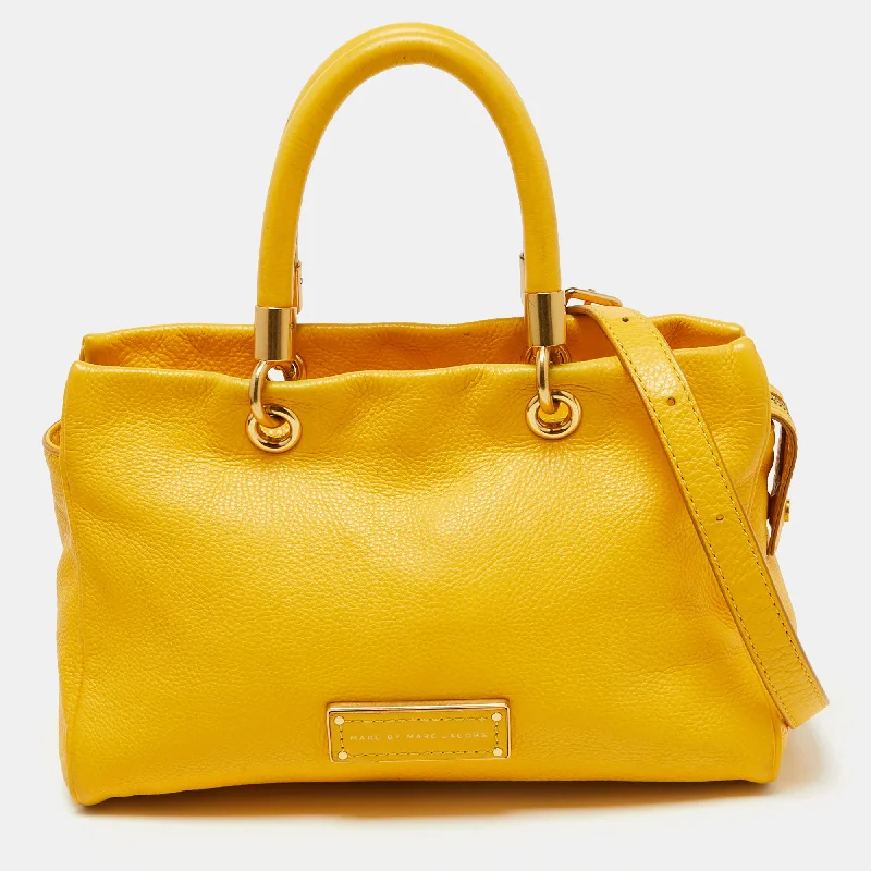 Handle bags with pastel colors for softness -Marc By Marc Jacobs Yellow Leather Too Hot To Handle Tote