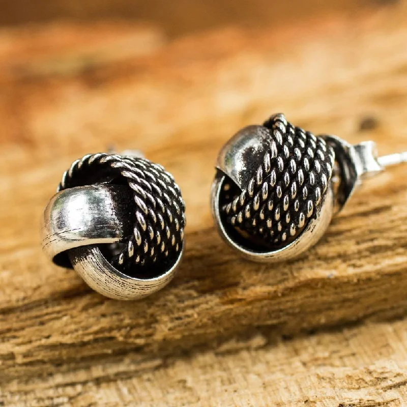 Screw Back Drop Earrings for Security -Sterling Silver Textures Earrings (Thailand)