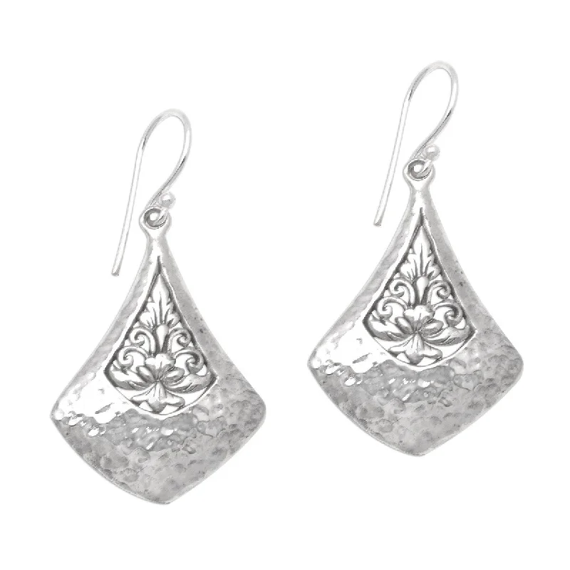 Drop Earrings with Symbolic Elements -NOVICA Floral Kites, Sterling silver dangle earrings - 1.6*0.8