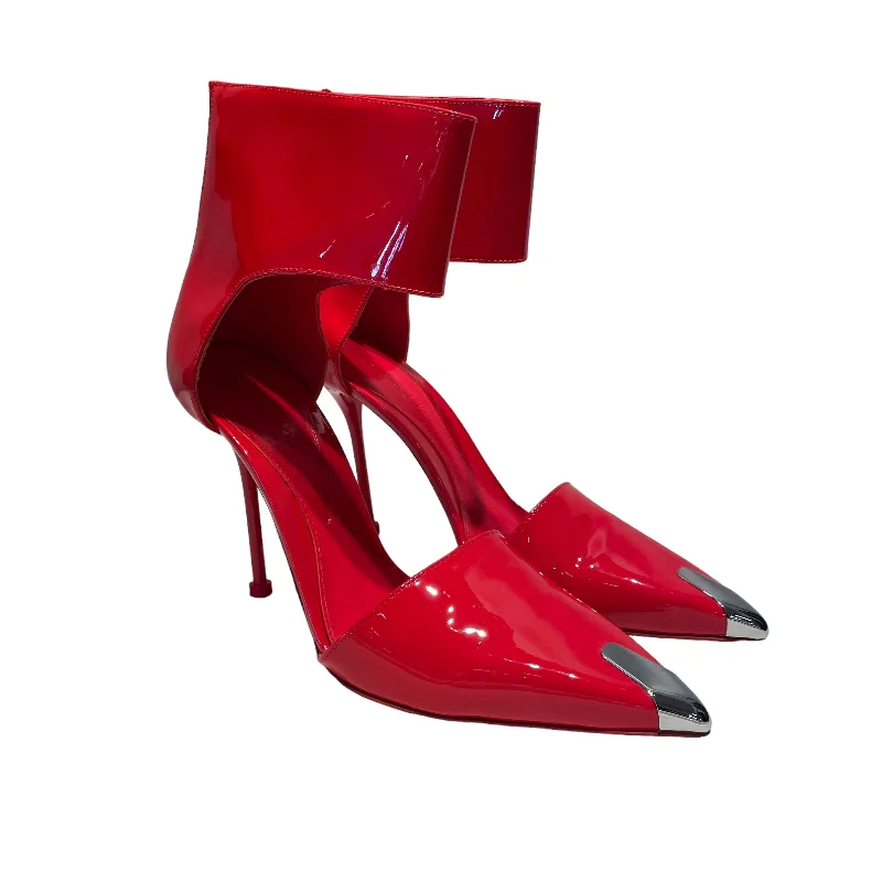 Trendy sandals for women with lace-up details and bold color accents for style-Alexander McQueen/Heels/US 9/Leather/RED/