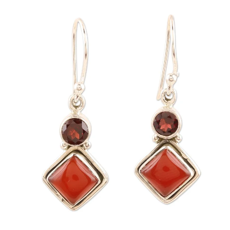 Hypoallergenic Drop Earrings for Sensitive -NOVICA Soaring Kite, Garnet and carnelian dangle earrings