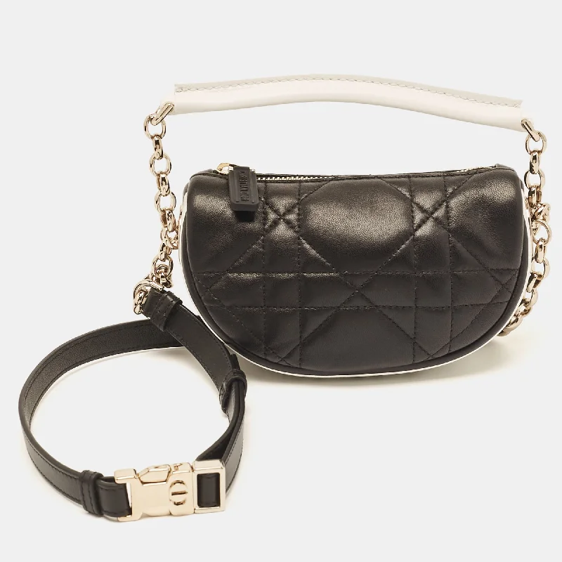 Handle bags with pastel colors for softness -Dior Black Cannage Leather Micro Vibe Hobo