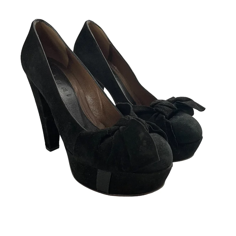 High-heeled sandals for women with satin finish and open-toe design for formal look-MARNI/Heels/EU 37/Leather/BLK/BOW