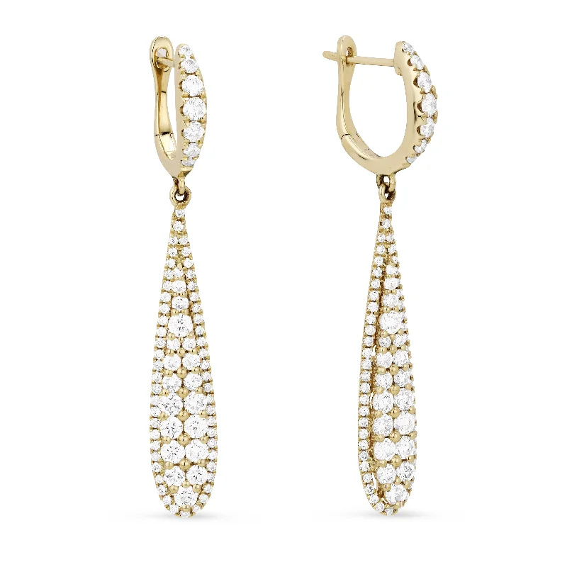 Drop Earrings for Festival Style -18" 1.41Ct White Diamond Drop/dangle Earrings In 14K Yellow Gold