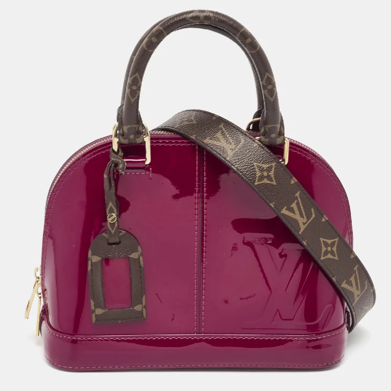 Handle bags with monogram designs for personalization -Louis Vuitton Burgundy Vernis Miroir Alma Bb Bag