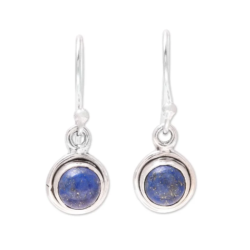 Drop Earrings for Shopping Trip -NOVICA Adorable Moon in Deep Blue, Lapis lazuli dangle earrings