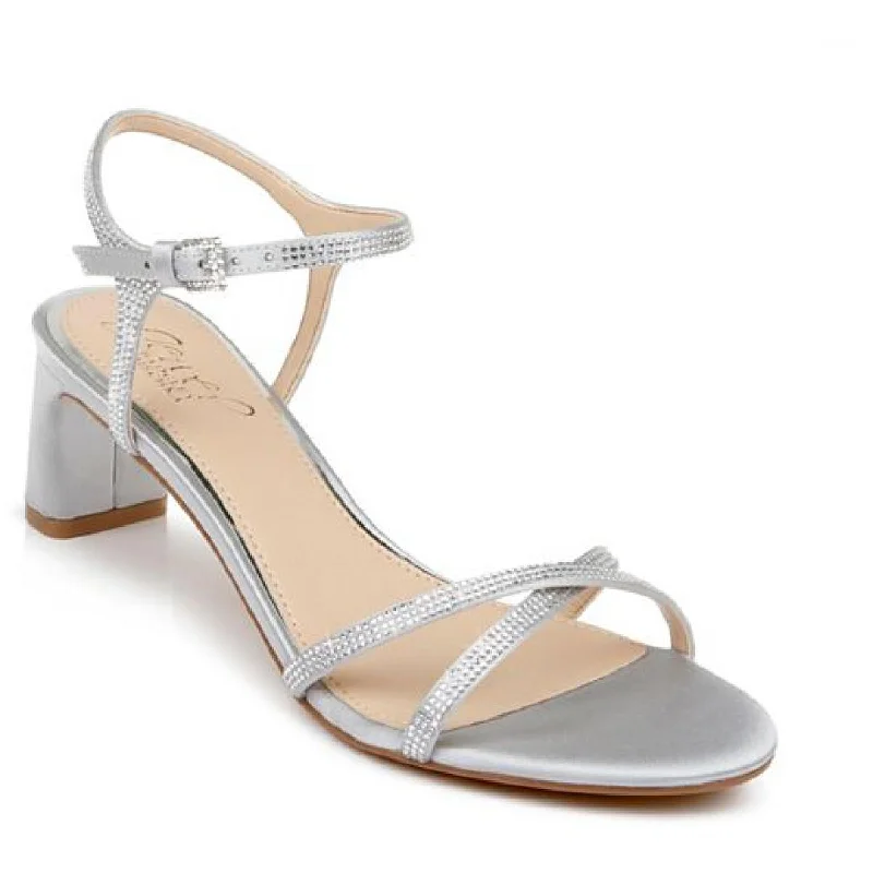 Stylish sandals for women with metallic leather straps and cushioned footbed-Jewel Badgley Mischka Womens Omari II Satin Ankle Strap Heels