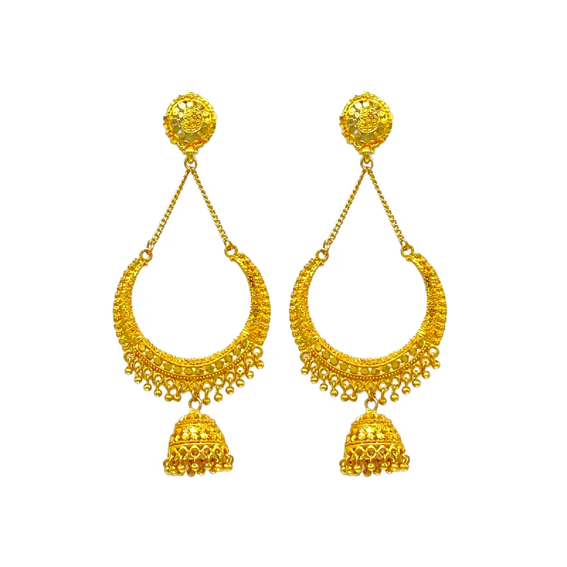 Triangular Drop Earrings for Edge -Gold Dangling circular design Earrings