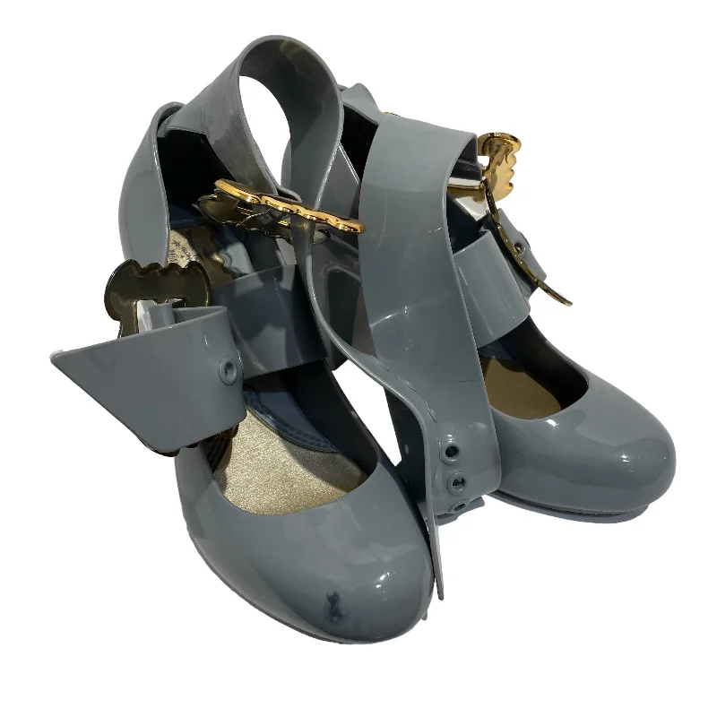 Elegant sandals for women with gold accents and high heels for luxury events-Vivienne Westwood/Heels/US 7/BLU/