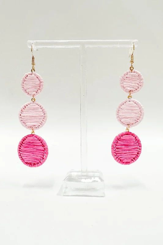 Drop Earrings for Anniversary -Aislynn Circle Raffia Drop Earrings - FINAL SALE