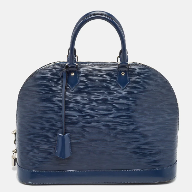 Handle bags with reinforced stitching for durability -Louis Vuitton Blue Marine Epi Leather Alma Gm Bag