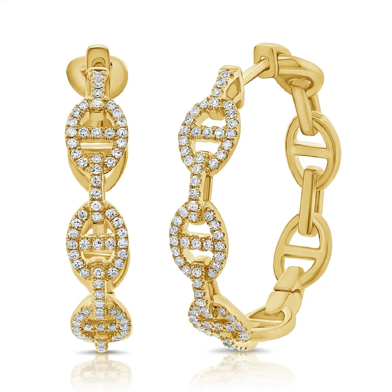 Drop Earrings with Animal Motifs -Joelle Collection Diamond Link Hoop Earrings 14K Gold