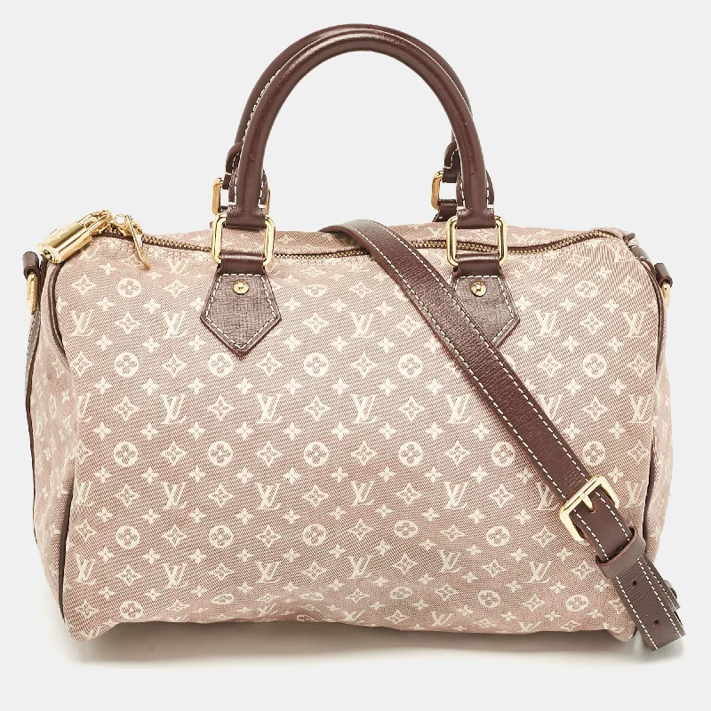 Handle bags with lightweight fabric for ease -Louis Vuitton Sepia Monogram Mini Lin Canvas Speedy 30 Bag