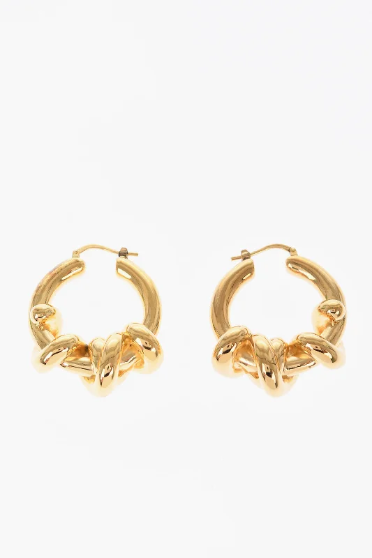 Drop Earrings with Hammered Finish -Jil Sander Brass Massive Knots Hoop Earrings