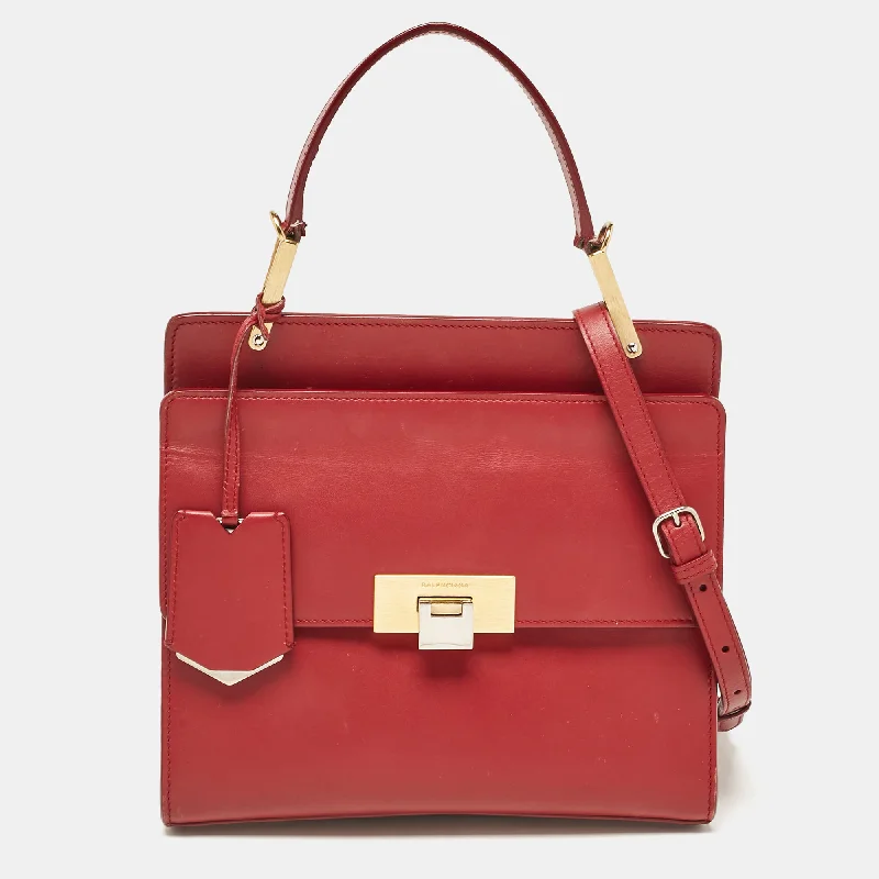 Canvas handle bags perfect for casual outings -Balenciaga Red Leather Le Dix Cartable Top Handle Bag