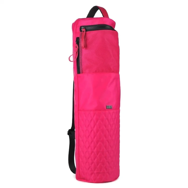 Handle bags with vintage clasps for nostalgia -Quilted Yoga Mat Bag In Pink