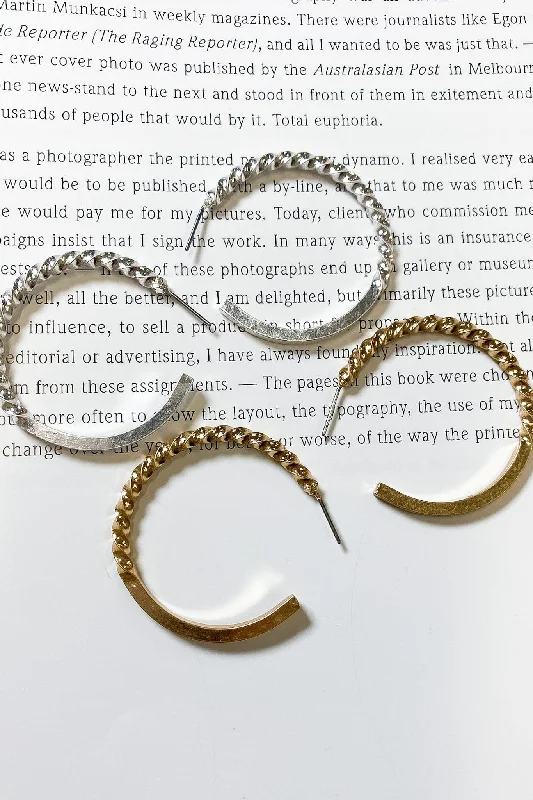 Retro Drop Earrings for Nostalgia -Glam Lifestyle Twist Detail Hoop Earrings - FINAL SALE