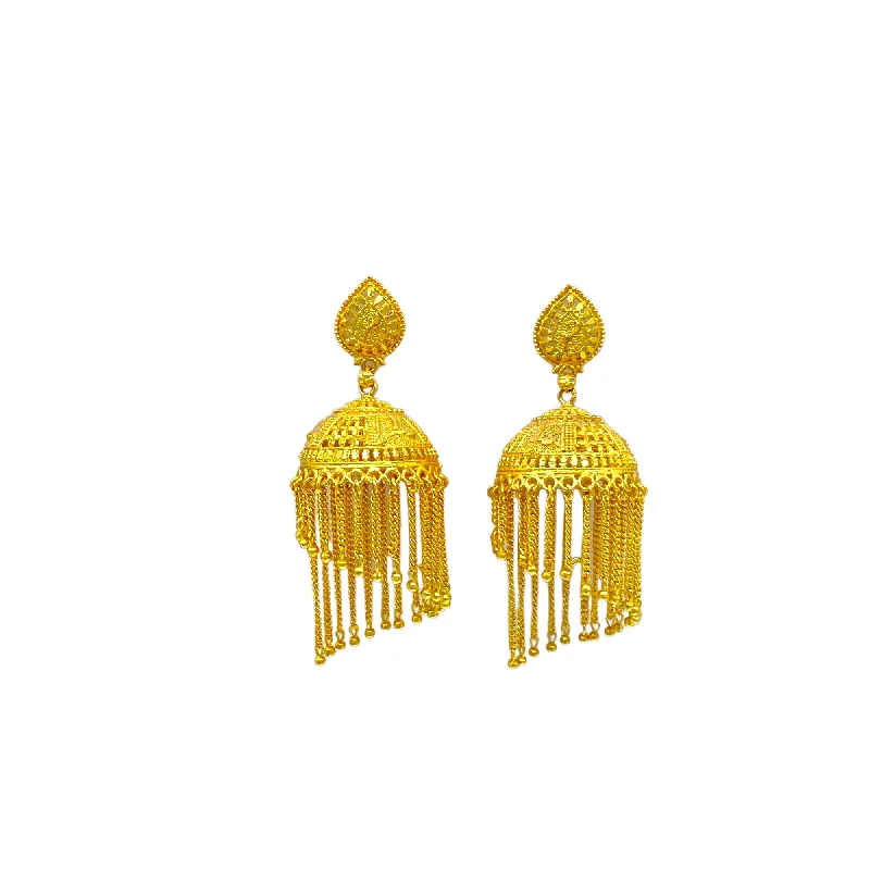 Drop Earrings with Symbolic Elements -Gold Chain Tassel Zumkha Earrings