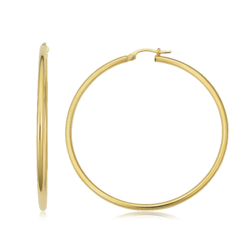 Drop Earrings for Christmas Party -Joelle Collection Gold Earrings 14K Yellow Gold 2x50 MM