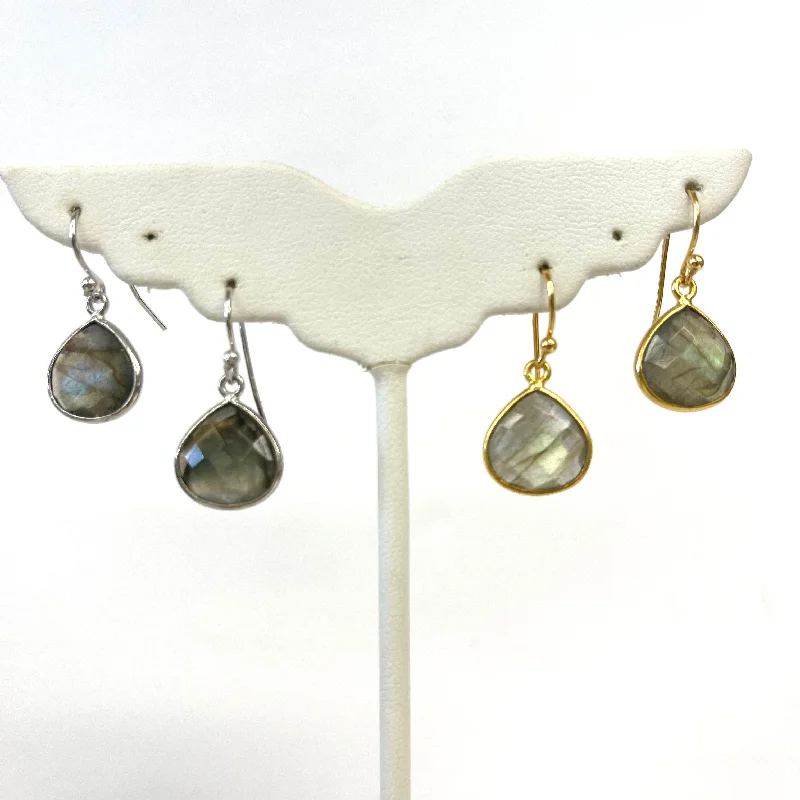 Adjustable Drop Earrings for Custom Fit -Sterling & Gold Filled Labradorite Drop Earrings