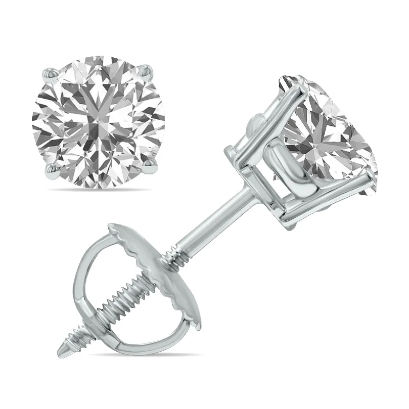 Nickel Free Drop Earrings for Safety -Igi Certified 2 Carat Tw Lab Grown Diamond Solitaire Earrings In 14K White Gold