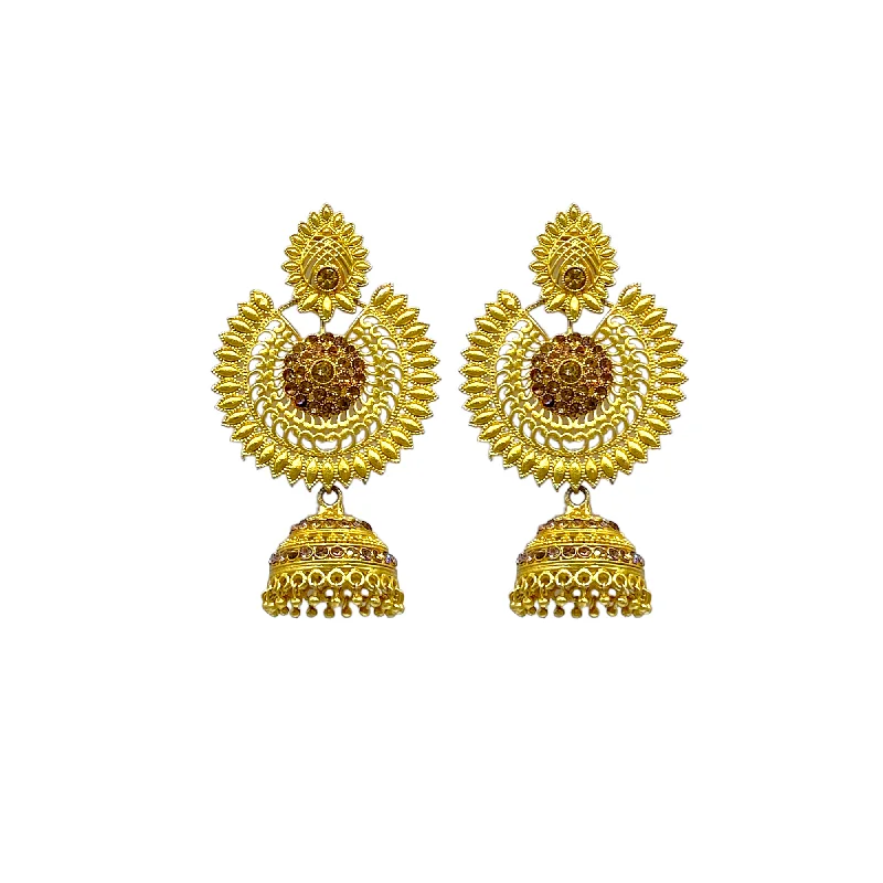 Small Drop Earrings for Delicate -Gold Chandbali Earrings with studded stone