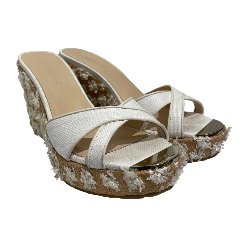 Stylish sandals for women with wide ankle straps and buckle detailing for fashionable look-JIMMY CHOO/Heels/US 8/Pandora