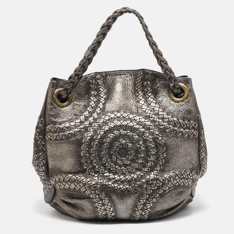 Handle bags with vibrant colors for boldness -Bottega Veneta Metallic Leather Illusion Hobo