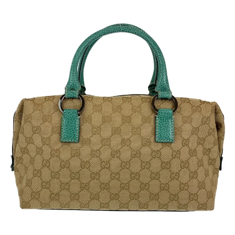 Vegan leather handle bags for eco-friendly chic -Gucci GG Canvas Leather Turquoise Handbag