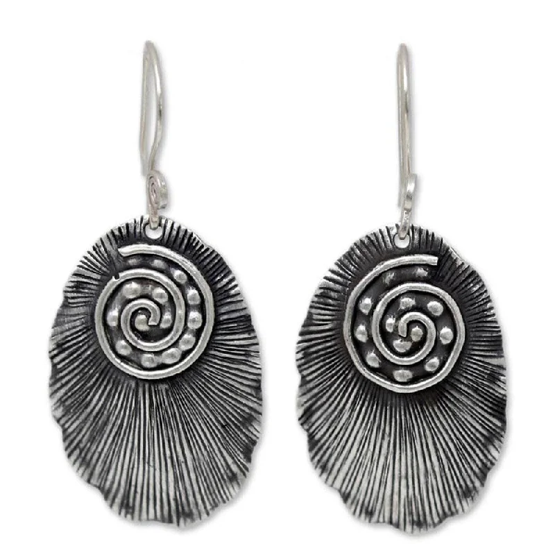 Beaded Drop Earrings for Party -Handmade Sterling Silver 'Lanna Glamour' Earrings (Thailand) - Silver Black