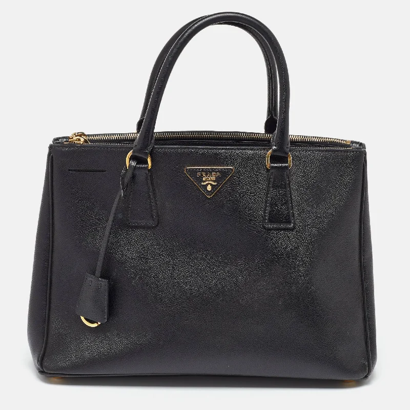 Handle bags with soft linings for protection -Prada Black Saffiano Leather Large Galleria Tote