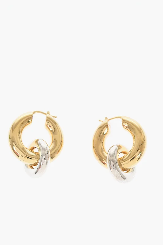 Drop Earrings for Evening Gown -Jil Sander Brass Embrace Hoop Earrings With Pendant