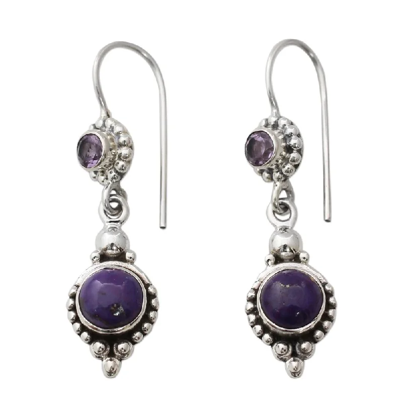 Diamond Drop Earrings for Luxury -NOVICA Sterling Silver 'Violet Reverie' Amethyst Turquoise Earrings - 1.6*0.4