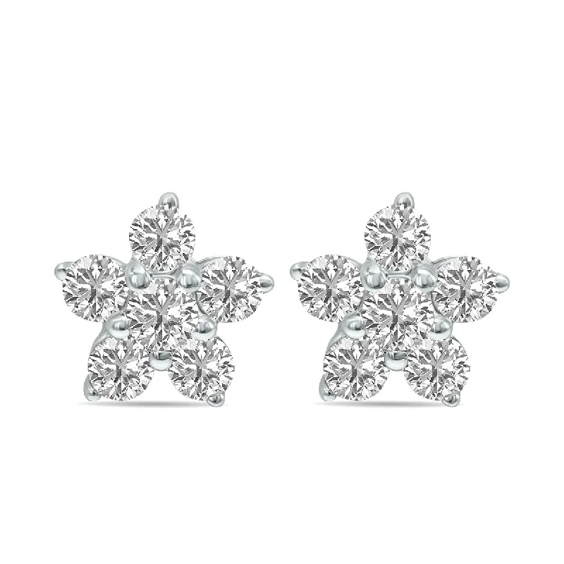 African Drop Earrings with Culture -1/2 Ctw Star Lab Grown Diamond Earrings In 10K White Gold