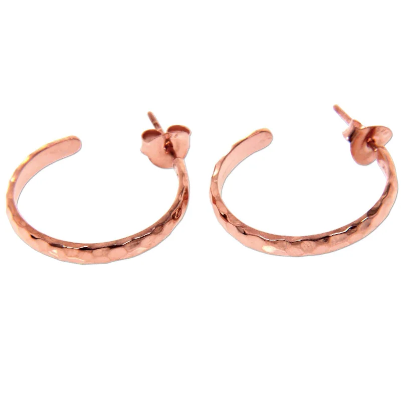 Drop Earrings for Birthday Celebration -Handmade Mosaic Rose Gold Plated Half Hoop Earrings (Indonesia) - 0.9L*0.1W