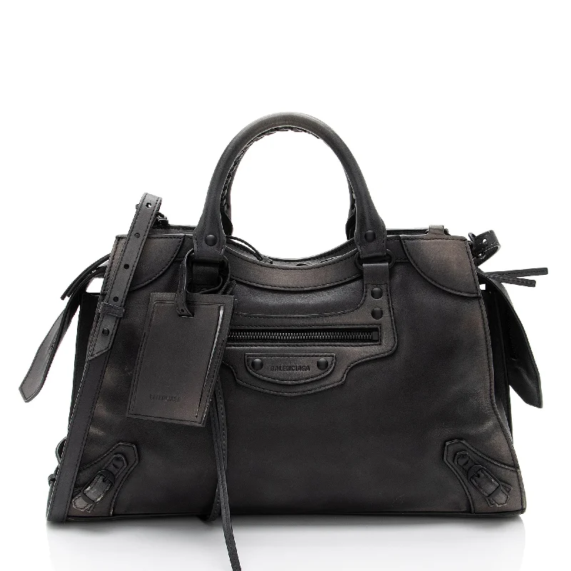 Handle bags with rustic leather for charm -Balenciaga Grained Calfskin Neo Classic City Satchel